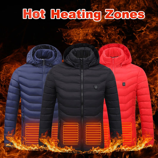 Winter Heated Jacket USB Electric Cotton Coat Zip-up Heater Thermal Clothing Heating Vest